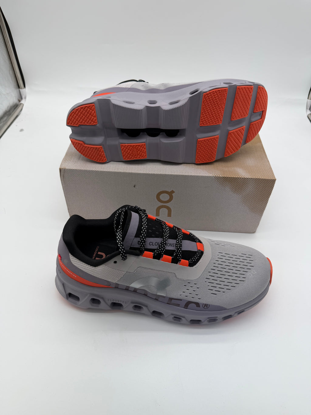 ON Cloudmonster Grey Orange Men's Trainers
