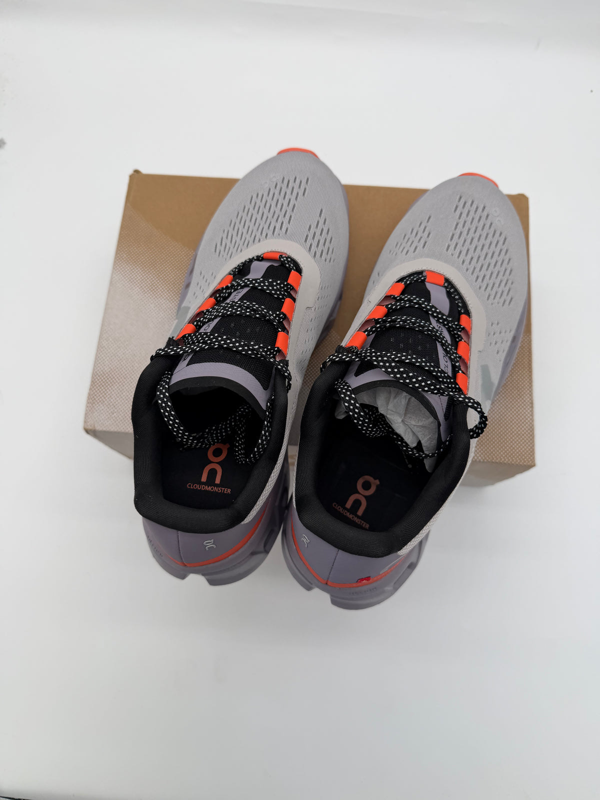 ON Cloudmonster Grey Orange Men's Trainers