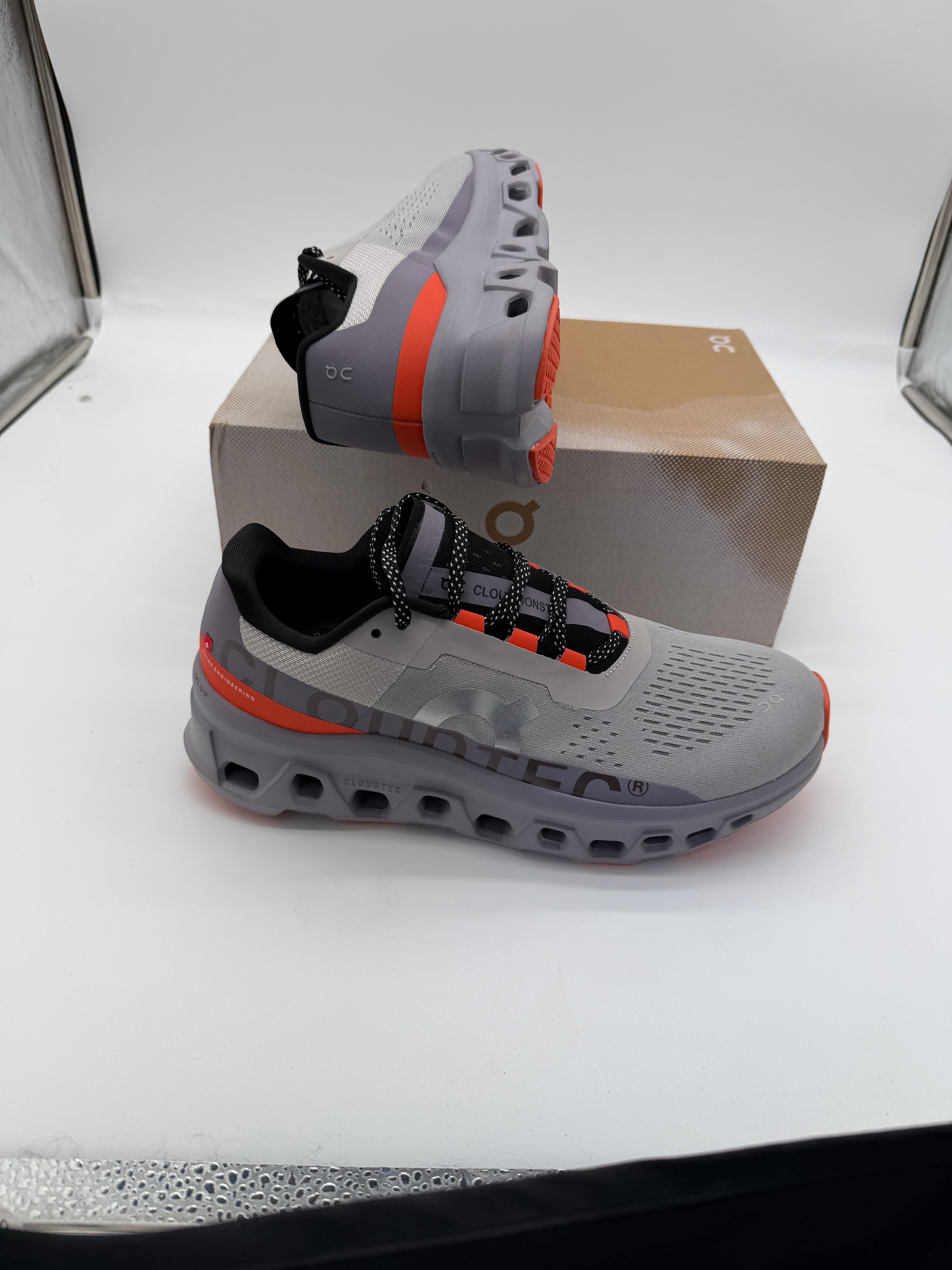 ON Cloudmonster Grey Orange Men's Trainers