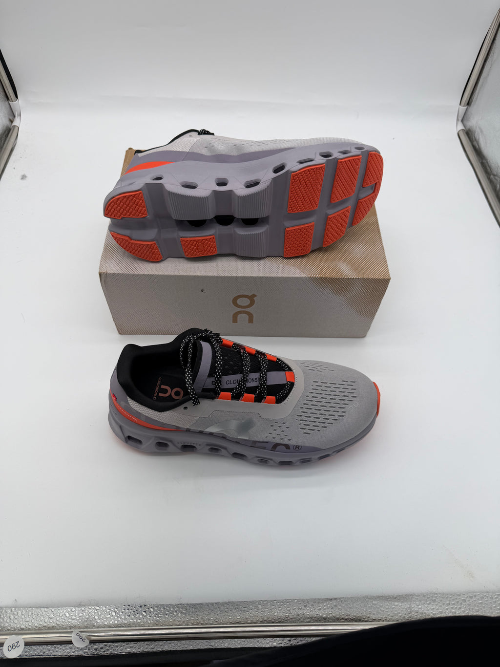 ON Cloudmonster Grey Orange Men's Trainers