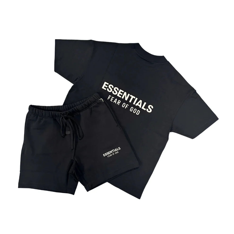 AS25 Essentials Short Set - Black White / Jet Black